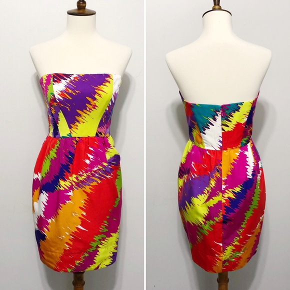 Shoshanna Colorful Strapless Tulip Dress - Picture 2 of 8